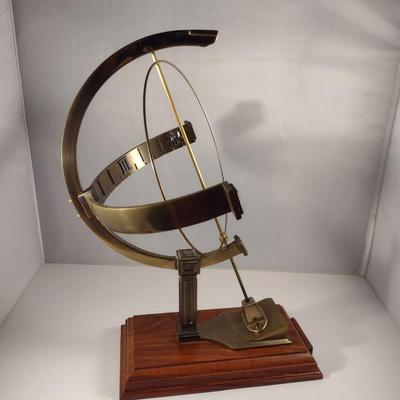 Hamilton Metal Armillary Design Table Top Clock with Wooden Base