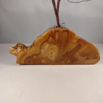 Wire Tree on Wooden Base