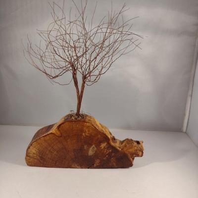 Wire Tree on Wooden Base