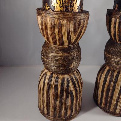 Two Candle Holders with Pillar Candles