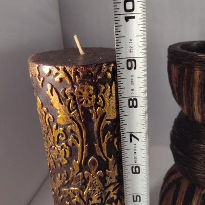 Two Candle Holders with Pillar Candles