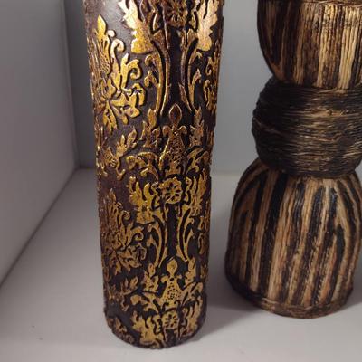 Two Candle Holders with Pillar Candles