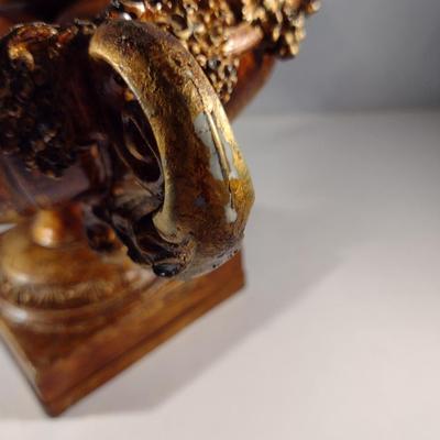 Collection of Wooden Fruit with Decorative Resin Pedestal Bowl