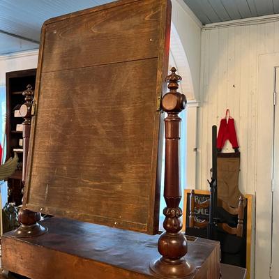 982 Antique Empire Dresser Top Mirror with Drawer