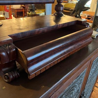 982 Antique Empire Dresser Top Mirror with Drawer