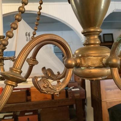 988 Antique Brass Dolphin Chandelier with 5 Lights