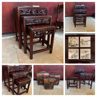 LOT 15: Nesting Accent Tables, Coasters & Nesting Boxes