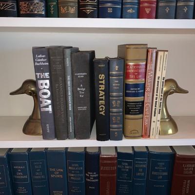 LOT 23: Brass Duck Book Ends & Books