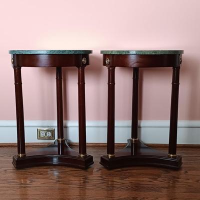 LOT 30: Set of 2 Vintage Marble-Top End Tables