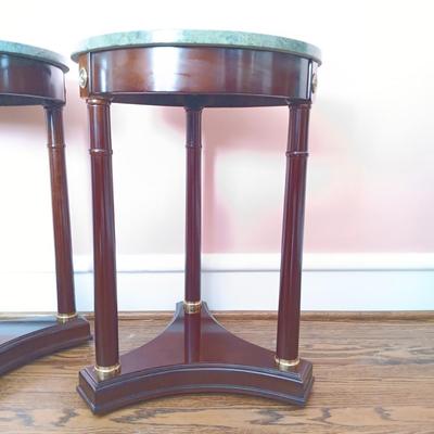 LOT 30: Set of 2 Vintage Marble-Top End Tables