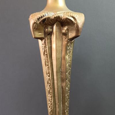 LOT 36: Vintage Brass Ram Head Candlestick Holders with Giraffes