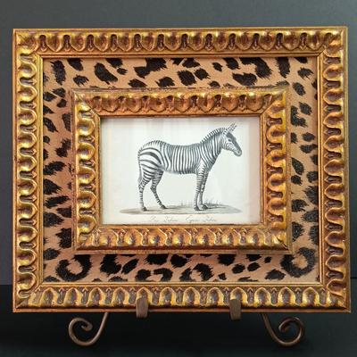 LOT 40: Set of 2 Safari Prints with Castagna Zebra, Westland Gifts Giraffe & Elephant Figurine