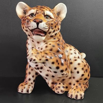 LOT 42: Lynn Chase Leopard Salt and Pepper Shakers, Boehm Lion Cub, Italian Pottery Leopard Cub & More