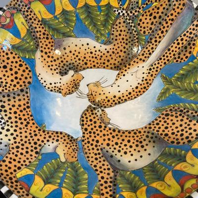 LOT 155: DaNisha Sculpture Triple Cheetah Bowl