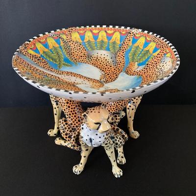 LOT 155: DaNisha Sculpture Triple Cheetah Bowl