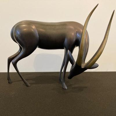 LOT 220: Antelope Bronze / Brass Sculpture by Artist Loet Vanderveen, Signed Limited Edition 258/750