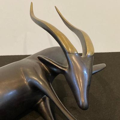 LOT 220: Antelope Bronze / Brass Sculpture by Artist Loet Vanderveen, Signed Limited Edition 258/750