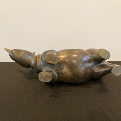 LOT 224: Rhinoceros Bronze / Brass Sculpture by Loet Vanderveen Signed Limited Edition AP6/10