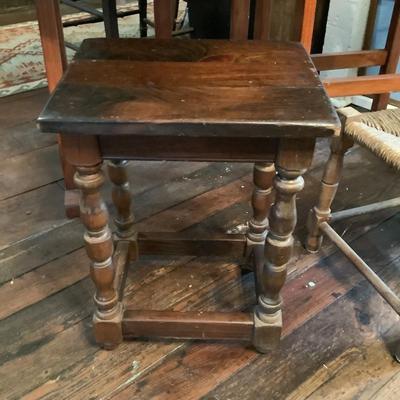 993 Vintage Rush Seat Stool with English Joint Footstool / Table