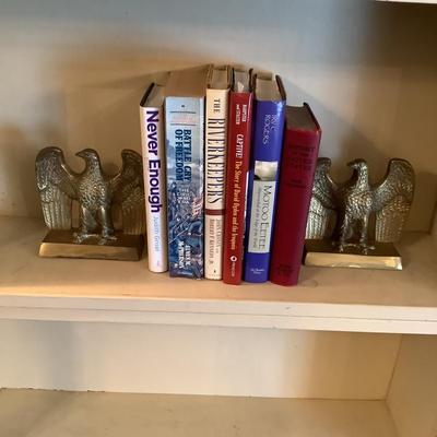 995 Vintage Brass Eagle Bookends with Books