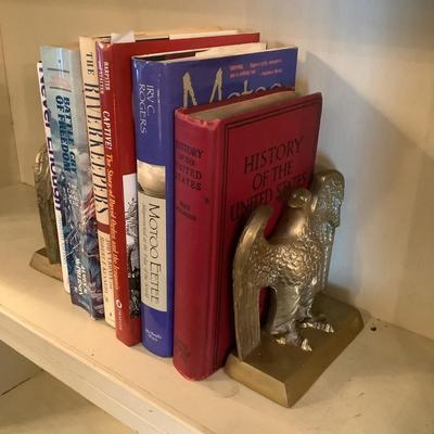 995 Vintage Brass Eagle Bookends with Books