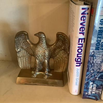 995 Vintage Brass Eagle Bookends with Books
