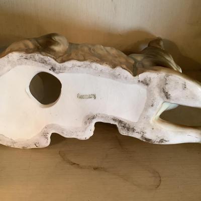 997 Weems & Plath Quartz Clock, German Porcelain Dog , Pewter Dolphin