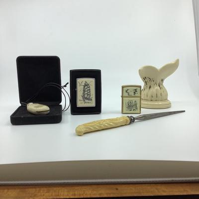 1003 Vintage 60th Anniversary Zippo Scrimshaw Lighter , Necklace , and more