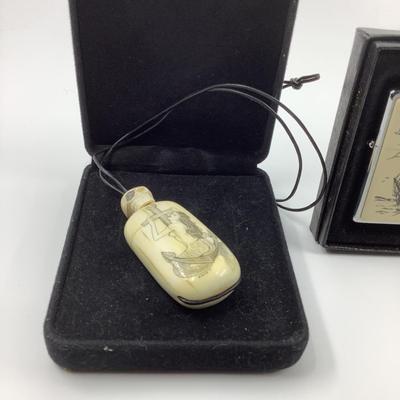 1003 Vintage 60th Anniversary Zippo Scrimshaw Lighter , Necklace , and more