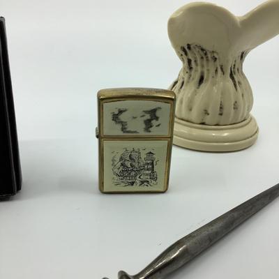 1003 Vintage 60th Anniversary Zippo Scrimshaw Lighter , Necklace , and more