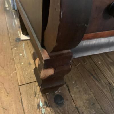 1004 Antique Empire 6 Drawer Mahogany Veneer Dresser