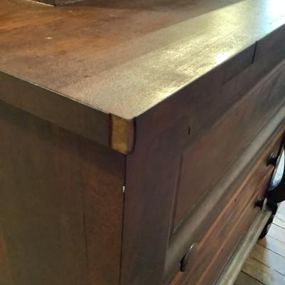 1004 Antique Empire 6 Drawer Mahogany Veneer Dresser