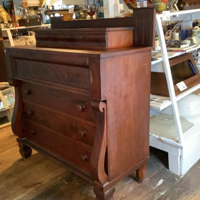 1004 Antique Empire 6 Drawer Mahogany Veneer Dresser