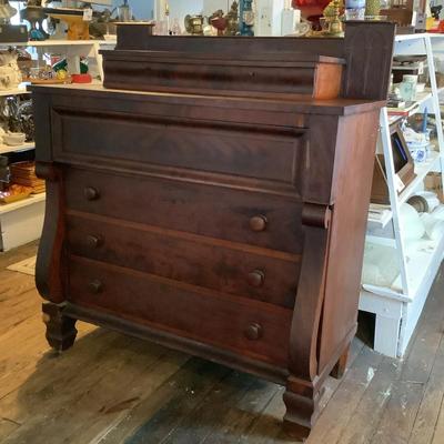 1004 Antique Empire 6 Drawer Mahogany Veneer Dresser