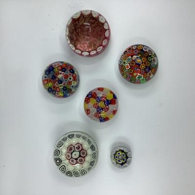 Lot of Millefiori Glass Paperweights