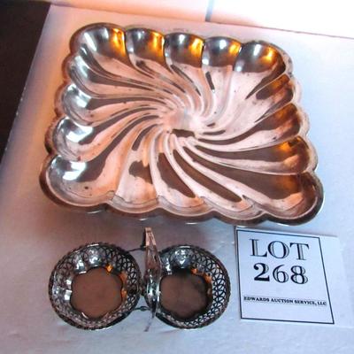 Old Sterling Silver Handled Dish and Silverplate Tray, Read Description