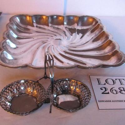 Old Sterling Silver Handled Dish and Silverplate Tray, Read Description