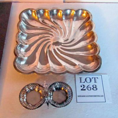 Old Sterling Silver Handled Dish and Silverplate Tray, Read Description
