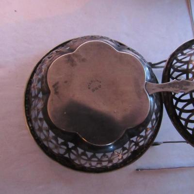 Old Sterling Silver Handled Dish and Silverplate Tray, Read Description