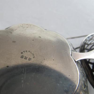 Old Sterling Silver Handled Dish and Silverplate Tray, Read Description
