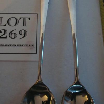 Large 13" Sheffield Silverplate Salad Spoon/Fork Set