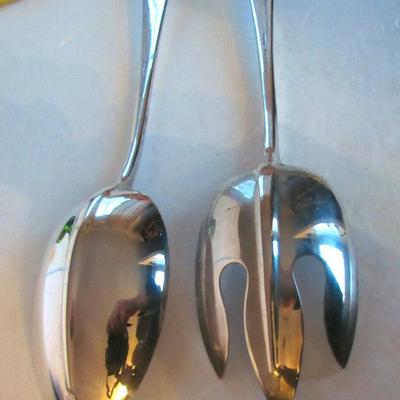 Large 13" Sheffield Silverplate Salad Spoon/Fork Set