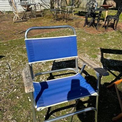 O 1161 One Gold Medal Folding Furniture Co. Captain Chair With Two Aluminum Folding Boat Chairs