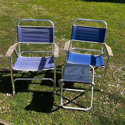 O 1161 One Gold Medal Folding Furniture Co. Captain Chair With Two Aluminum Folding Boat Chairs