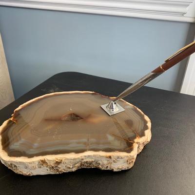 Vintage Gemport Geode Desk Top Pen Set