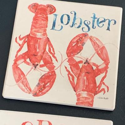 Set of FOUR Nautical Drink Coasters Crab / Lobster