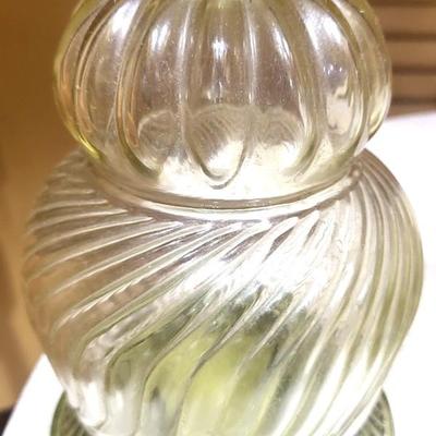 2 Yellow Dome Shaped Ribbed Glass