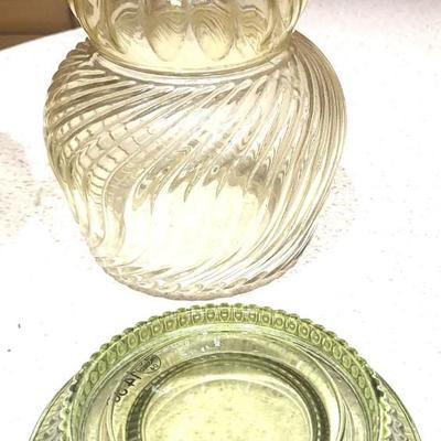 2 Yellow Dome Shaped Ribbed Glass