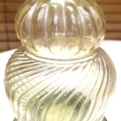 2 Yellow Dome Shaped Ribbed Glass