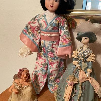 Women doll, Easter bunny lady in dress and Ruby Lee